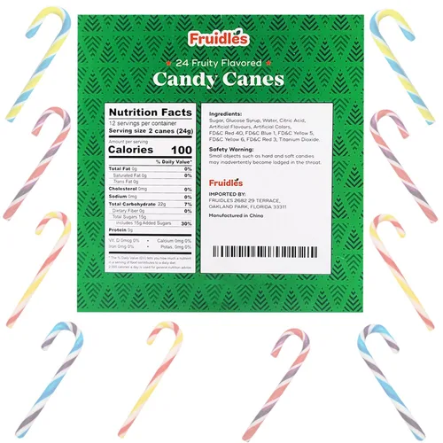 Vista 2 de Bastones de caramelo de Navidad, sabor afrutado multicolor arcoíris, envueltos individualmente (paquete de 48)