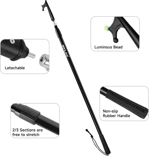 Vista 2 de SANLIKE Telescopic Fiberglass Boat Hook with Non-Slip Hand Grips for Docking