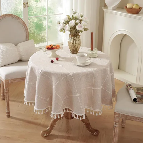 Vista 19 de Laolitou - Mantel para mesa de comedor, mantel rústico estilo de granja para cocina y mesa auxiliar, tela de lino de algodón, manteles rectangulares