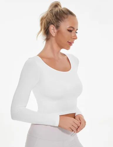 Vista 3 de DSPSAM Camisas básicas de manga larga para mujer, estilo casual, ajustadas, para salir, moda de otoño para mujer