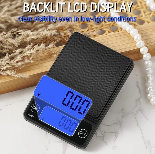 Vista 3 de Báscula digital de bolsillo de 3.53 oz 0.00 oz de alta precisión con bandeja, báscula portátil de mini gramos para café, especias, moneda de oro, 5