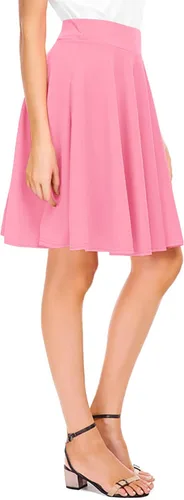 Vista 12 de Urban CoCo Women's Basic Midi Skirt Versatile Stretchy Flared Casual High Waisted Skirt Negro