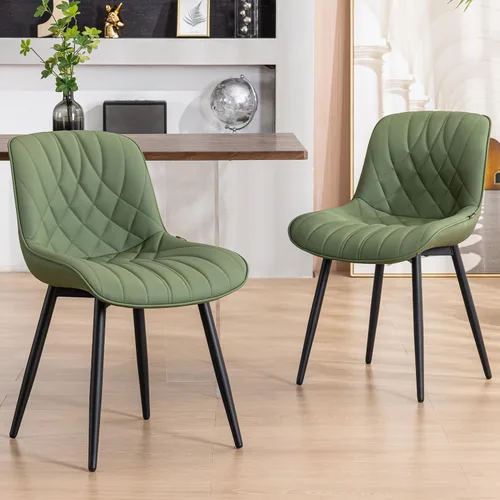 Vista 12 de YOUNUOKE Juego de 2 Sillas de Comedor de Mediados de Siglo Modernas Silla de Cocina Cómodas Sillas Tapizadas de Cuero Sintético Sillas de Cena