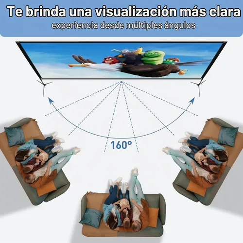 Vista 3 de Pantalla de proyector de 120" con soporte, sin arrugas 4K HD 16:9 portátil 120 pulgadas Pro