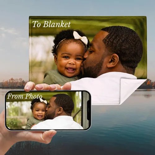 Vista 4 de Pure Country Weavers envía al día siguiente, manta súper suave de forro polar con foto personalizada - Imagen personalizable - Fabricada en Estados