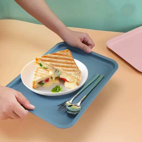 Vista 6 de Cieovo Paquete de 10 bandejas para servir comida rápida, colorida bandeja rectangular para cafetería, para restaurante, hogar, escuela, suministros