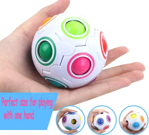 Vista 3 de TANCH Bola Mágica de Arco Iris Rompecabezas Cubo Fidget, Bola de Alivio del Estrés, Juegos de Ingenio y Rompecabezas, Juguetes para Niños y Adultos