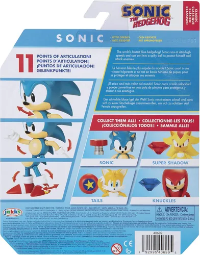 Vista 7 de Sonic 4"- Classic Sonic w/Spring- Wave 4 (en línea) articulado