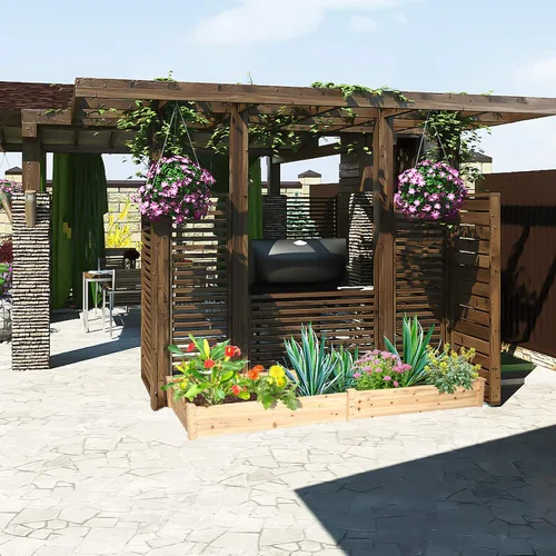 Vista 6 de Kit de jardinería Giantex, tipo cama de madera, para cultivar plantas y vegetales, Madera
