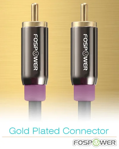 Vista 3 de FosPower Cable de subwoofer (6 pies) RCA a RCA Audio estéreo, macho a macho - Cable blindado doble Conector chapado en oro de 24 quilates