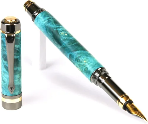 Vista 10 de Lanier Pens Pluma estilográfica Elite - Gun Metal - Negro y Blanco Ébano