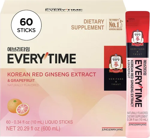 Vista 18 de JUNG KWAN JANG Everytime - Extracto de ginseng rojo coreano de 1,000 mg y pomelo – Bebida energética vegana con raíz de ginseng en sobres líquidos