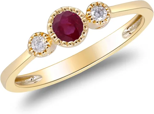 Vista 3 de Gin & Grace Anillo de oro amarillo de 14 quilates con zafiro azul y diamante natural (I1) para mujer., oro amarillo, 7