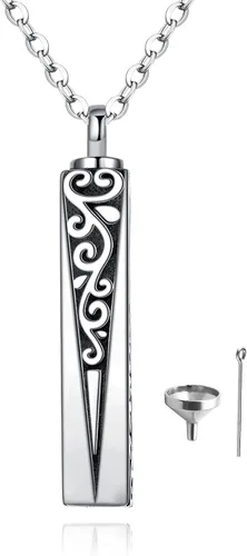 Vista 115 de Collar con colgante de urna de cenizas de cremación y árbol de la vida para mujer, plata de ley US1