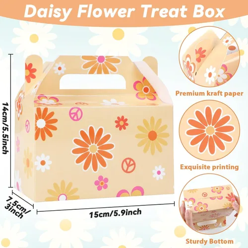 Vista 3 de 12 cajas de regalo de flores de margarita, suministros de fiesta, margaritas hippie, regalos de fiesta, cajas de regalo para niñas, cumpleaños, baby