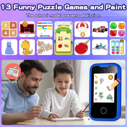 Vista 3 de Teléfono para Niños, Teléfono Inteligente para Niñas Pequeñas de 3 4 5 6 7 8 Años, Regalo de Cumpleaños para Niños de 3-8 Años, Teléfono de Juguete