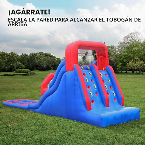Vista 7 de SUNNY & FUN Parque acuático inflable del tobogán acuático del chapoteo Heavy-Duty Oxford Blow-Up Water Slides for Kids Backyard Climbing Walls