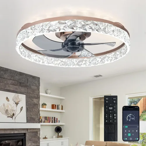 Vista 19 de Depuley Ventiladores de techo con luces y control remoto: ventilador de techo de montaje empotrado moderno de perfil bajo de 20 pulgadas con control