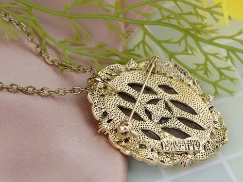 Vista 5 de Alilang Broche de pasador de camafeo con flores de cristal rosa antiguo inspirado en la vendimia