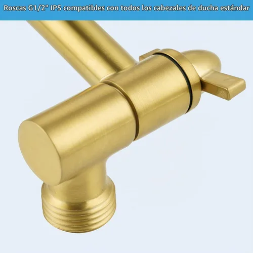 Vista 7 de Brazo de Extensión de Cabezal de Ducha Hibbent, Extensión Ajustable de Latón Sólido de 16" con Junta de Bloqueo, Estándar 1/2", Eleva o Baja
