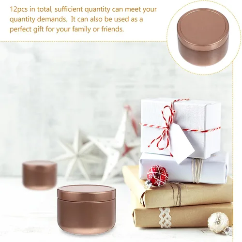 Vista 3 de 12pcs Oz Tinplate Balm Jars with Lids for Candles, Blush and Jewelry Golden