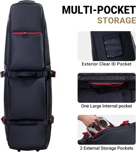 Vista 4 de ASK ECHO LOCKLINK Roller Outdoors Bolsa de viaje de golf de lados suaves con ruedas/negro