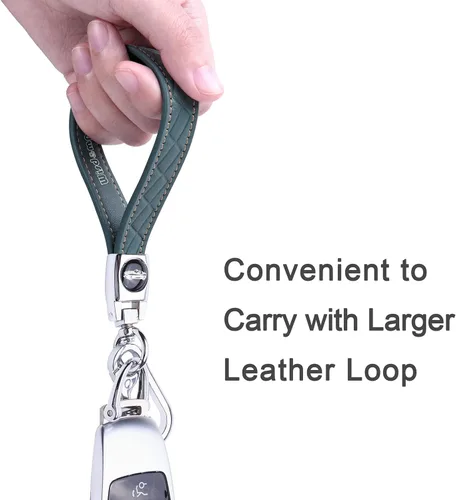 Vista 4 de Llavero de cuero de microfibra para automóvil, llavero de cuero con 3 llaveros y 1 destornillador para hombres y mujeres, color azul y gris