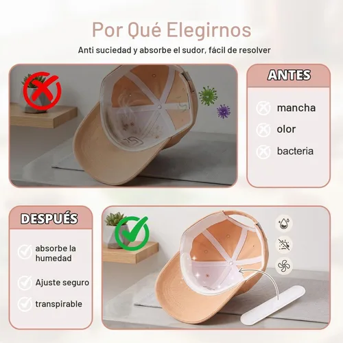 Vista 5 de Forros de sudor para sombreros, bandas de sudor para gorras de béisbol, protector de sudor para sombreros Black(50pcs)