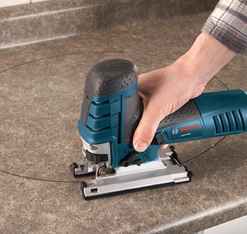 Vista 5 de BOSCH JS470EB - Sierra caladora con agarre de barril con cable, baja vibración de 120 V, velocidad variable de 7 amperios para corte suave de hasta