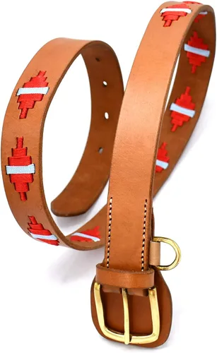 Vista 4 de Cinturón Polo Cuero cosido a mano Cinturón marrón 38" BLT-01, Marrón