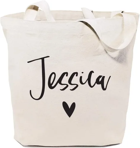Vista 8 de The Cotton & Canvas Co. Bolso de hombro reutilizable para playa, compras y viajes con nombre personalizado