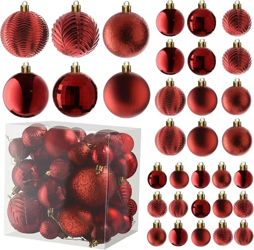 Vista 10 de PREXTEX - Juego de 36 adornos navideños azules para árbol de Navidad: bolas navideñas inastillables en color aguamarina y azul verdoso en tamaños