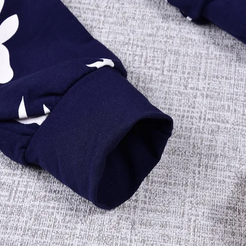 Vista 4 de Conjunto de 2 sudaderas con capucha con estampado de ciervo y bolsillo superior + pantalones largos a rayas para otoño