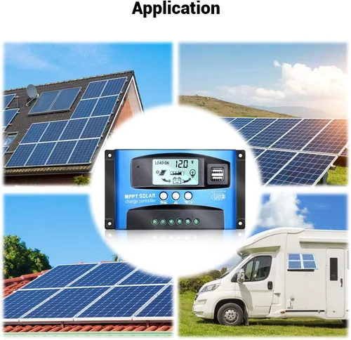 Vista 7 de controlador de carga solar MPPT 30A 12V/24V regulador inteligente automático para panel solar con puerto USB doble y pantalla LCD