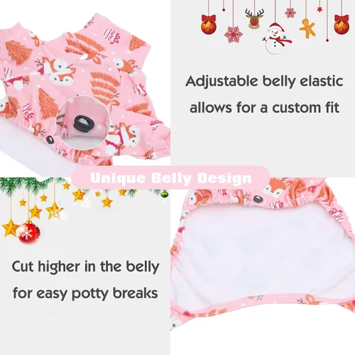 Vista 3 de CuteBone Pijama Térmico para Perro con Cuello de Tortuga, Abrigo Navideño de Forro Polar – Ropa Suave y Acogedora de Cuello Alto para Perros