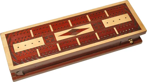 Vista 5 de PALM ROYAL HANDICRAFTS - Juego de tablas de madera de 2 pistas con incrustaciones de madera de sangre/madera de arce, almacenamiento disponible