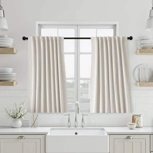 Vista 24 de UHITECH Short Blackout Curtains for Bedroom 24 Inch Long 2 Panels, Beige