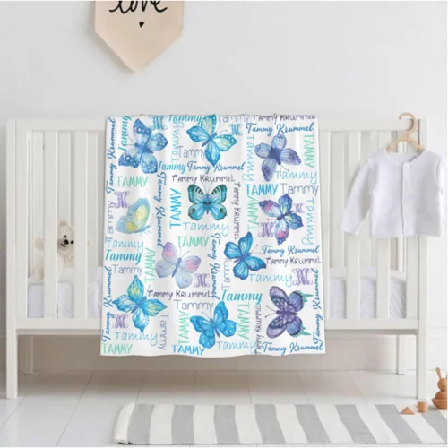 Vista 3 de Mantas de mariposa personalizadas para mujeres y niñas, manta de mariposa de franela suave, cálida y acogedora, regalos para niños y adultos