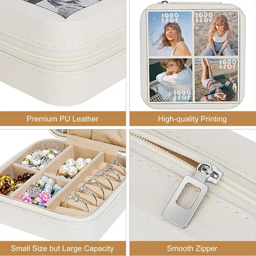 Vista 3 de Singer Merch - Joyero de viaje, cajas de joyería portátiles personalizadas para fanáticos de la música, organizador de joyas puede contener anillos