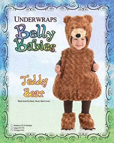 Vista 4 de Underwraps Disfraz de oso de peluche para bebés pequeños, Marrón