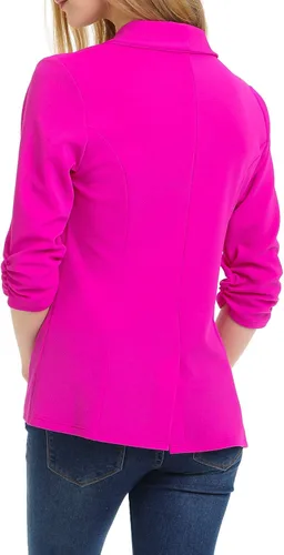 Vista 4 de Minefree Chaqueta de trabajo de oficina para mujer ligera de manga drapeada de 34 de S a 3XL