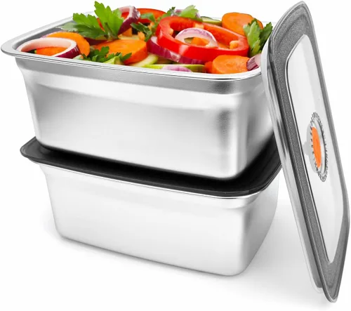 Vista 7 de 4 recipientes de almacenamiento de alimentos de acero inoxidable (50 onzas + 20 onzas) con tapas, a prueba de fugas y herméticos, recipientes