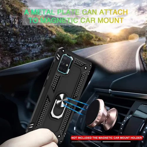 Vista 3 de TJS Funda compatible con Samsung Galaxy A51 5G (no compatible con Galaxy A51 4G), con protector de pantalla de vidrio templado, anillo de metal