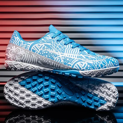 Vista 4 de DKHHN Zapatos de fútbol para hombre, bajos y con cordones, antideslizantes, para interiores, fútbol sala de fútbol americano, TF, tacos de césped