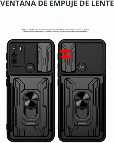 Vista 6 de CCSmall - Funda para Motorola Moto G60 con tarjetero para cámara LJK color negro