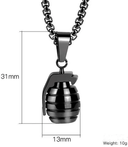 Vista 6 de Hombres Acero Inoxidable Creativo Mano Granada Juego Juego Colgante Collar Collar Strand