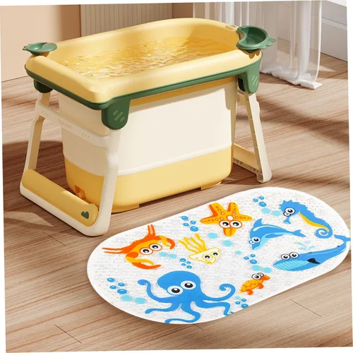 Vista 6 de Tapete de baño para niños pequeños, tapete de baño antideslizante de PVC de 15 x 28 pulgadas para niños, bonita alfombra de baño de dibujos animados
