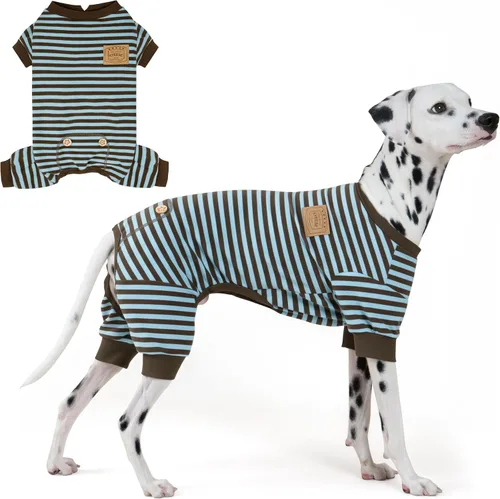 Vista 25 de KYEESE Pijama a rayas para perros pequeños, mameluco elástico para uso 01# Rayas verdes