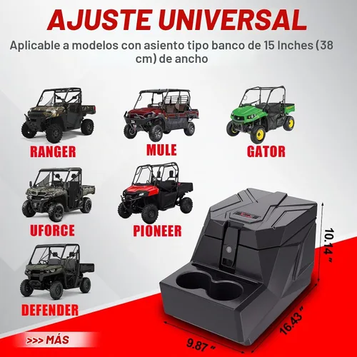 Vista 2 de StarknightMT Caja de Reposabrazos de Consola Central UTV con Portavasos, Ajuste Universal para Asiento de Banco, Almacenamiento Compatible
