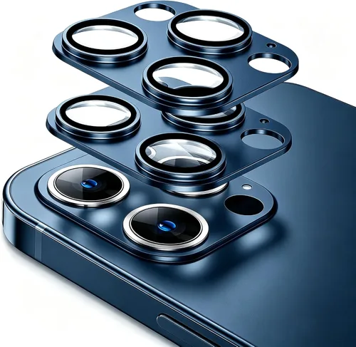 Vista 15 de Protector de lente de cámara compatible con iPhone 13 Pro/iPhone 13 Pro Max, protector de lente de cámara de metal más vidrio templado, diseño